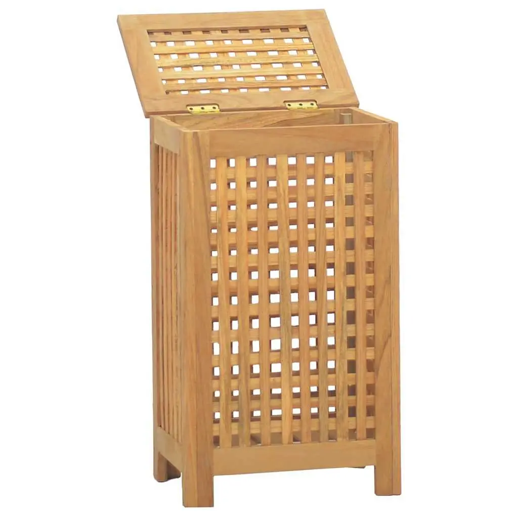 Wooden Laundry Basket Storage Bin Teak 35x25x60cm Ventilation Lattice Design