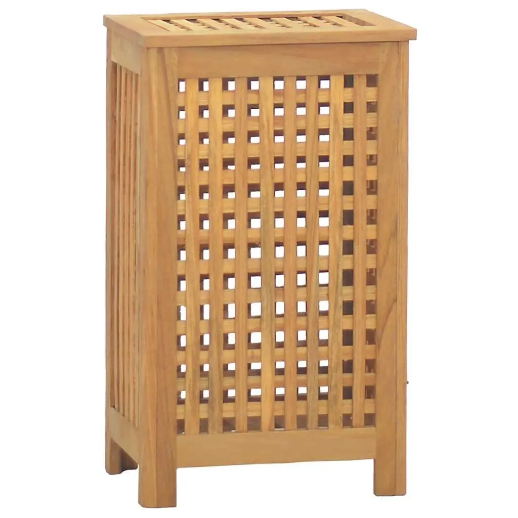Wooden Laundry Basket Storage Bin Teak 35x25x60cm Ventilation Lattice Design