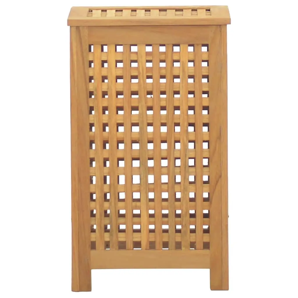 Wooden Laundry Basket Storage Bin Teak 35x25x60cm Ventilation Lattice Design