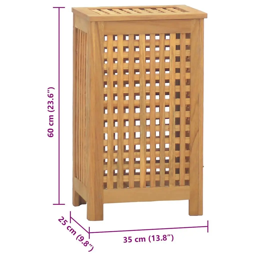 Wooden Laundry Basket Storage Bin Teak 35x25x60cm Ventilation Lattice Design
