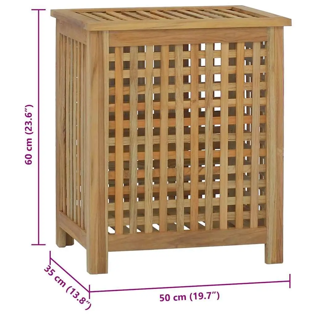 Laundry Basket Wash Bin 50x35x60 cm Solid Teak Wood Storage Brown