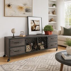 Compact Silver TV Cabinet for Easy Arrangement