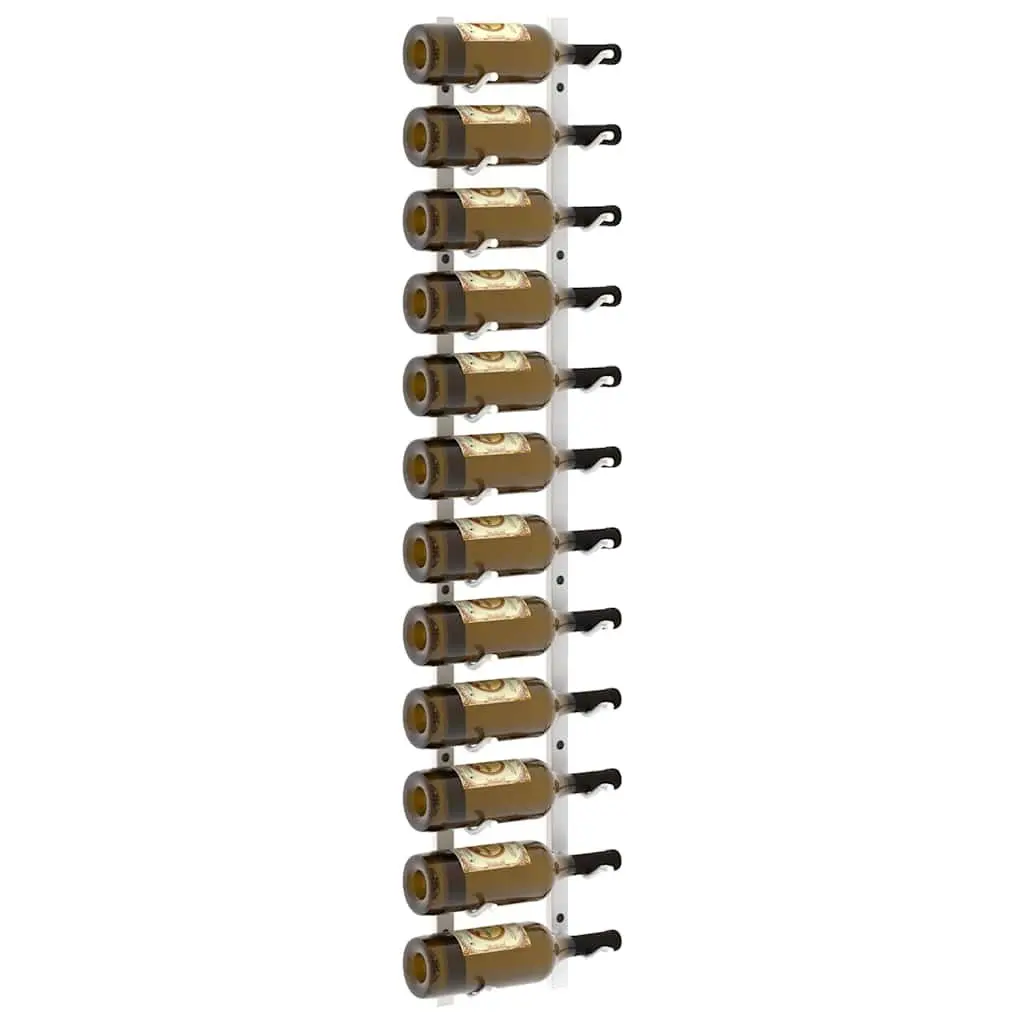 Wall Mounted Wine Rack White Iron 12 Bottle Storage Kitchen Organiser Holder