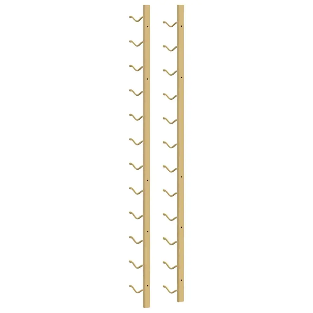 Wall Mounted Wine Rack 12 Bottle Storage Gold Iron Set of 2 Modern Home Bar