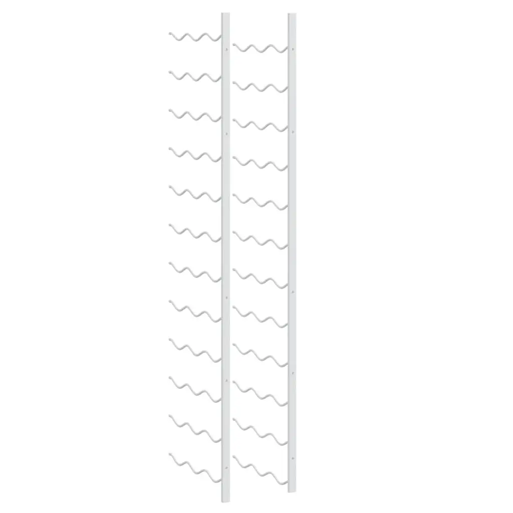 Wall Mounted Wine Rack White Iron 2 Piece Storage Organizer