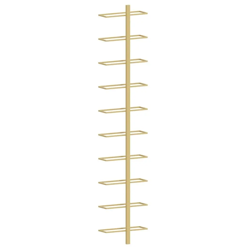 Wall-mounted Wine Rack Gold Metal 10 Bottle Holder Kitchen Storage Organizer