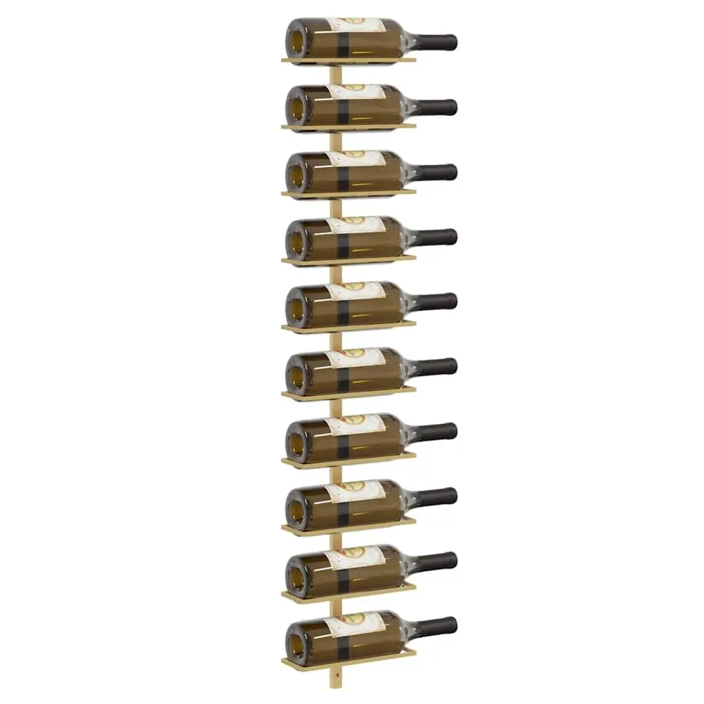 Wall-mounted Wine Rack Gold Metal 10 Bottle Holder Kitchen Storage Organizer