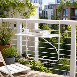 Compact White Balcony Table for Outdoor Relaxation