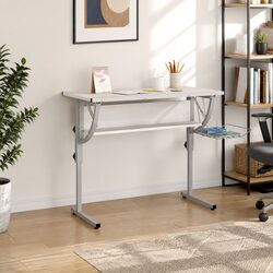Craft Desk White Grey 110x53x(58-87)cm Adjustable Drawing Table Home Office