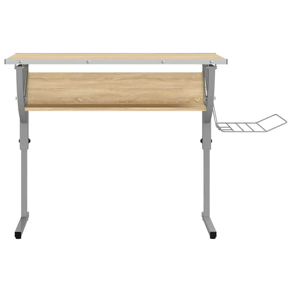 Craft Desk Sonoma Oak and Grey Adjustable Drawing Table with Shelf