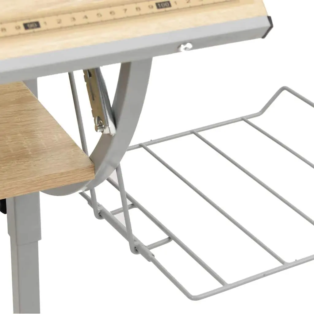Craft Desk Sonoma Oak and Grey Adjustable Drawing Table with Shelf