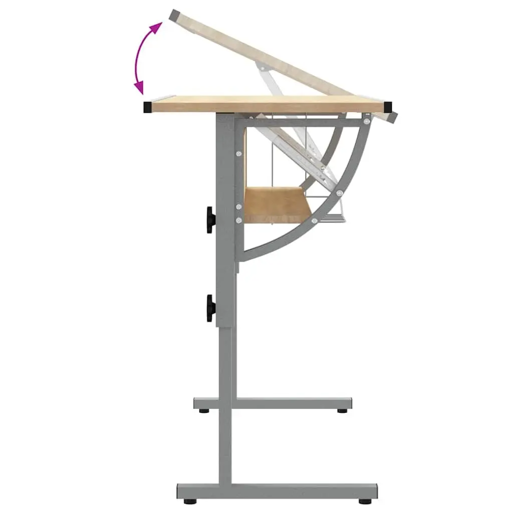 Craft Desk Sonoma Oak and Grey Adjustable Drawing Table with Shelf