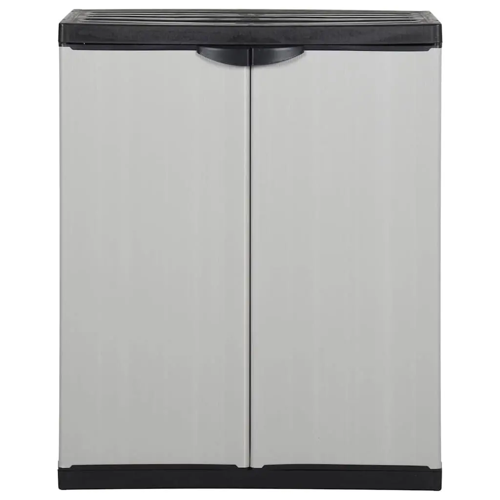 Garden Storage Cabinet Grey Compact Outdoor Lockable Organiser with 1 Shelf