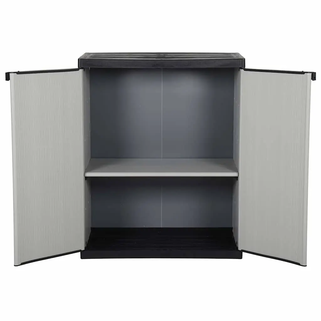 Garden Storage Cabinet Grey Compact Outdoor Lockable Organiser with 1 Shelf