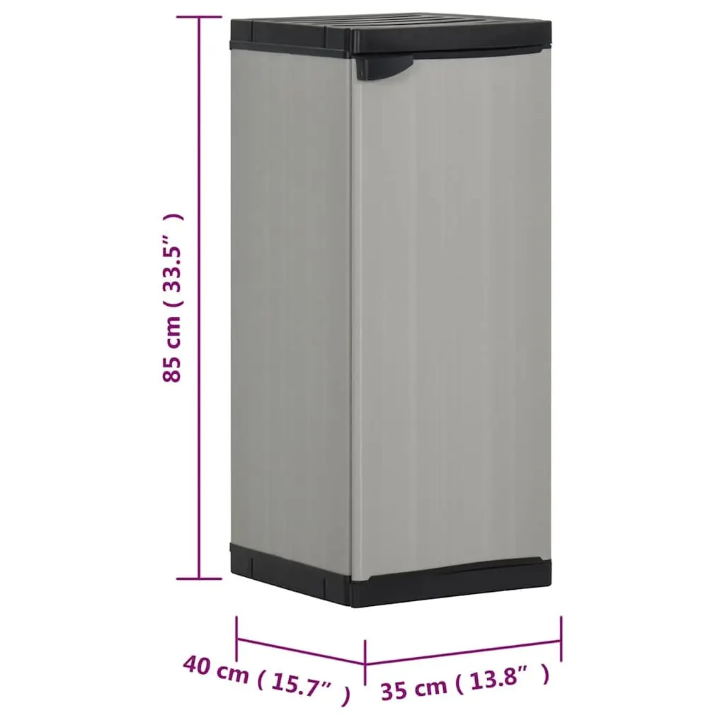 Garden Storage Cabinet Grey 35x40x85cm Outdoor Organiser with Shelf
