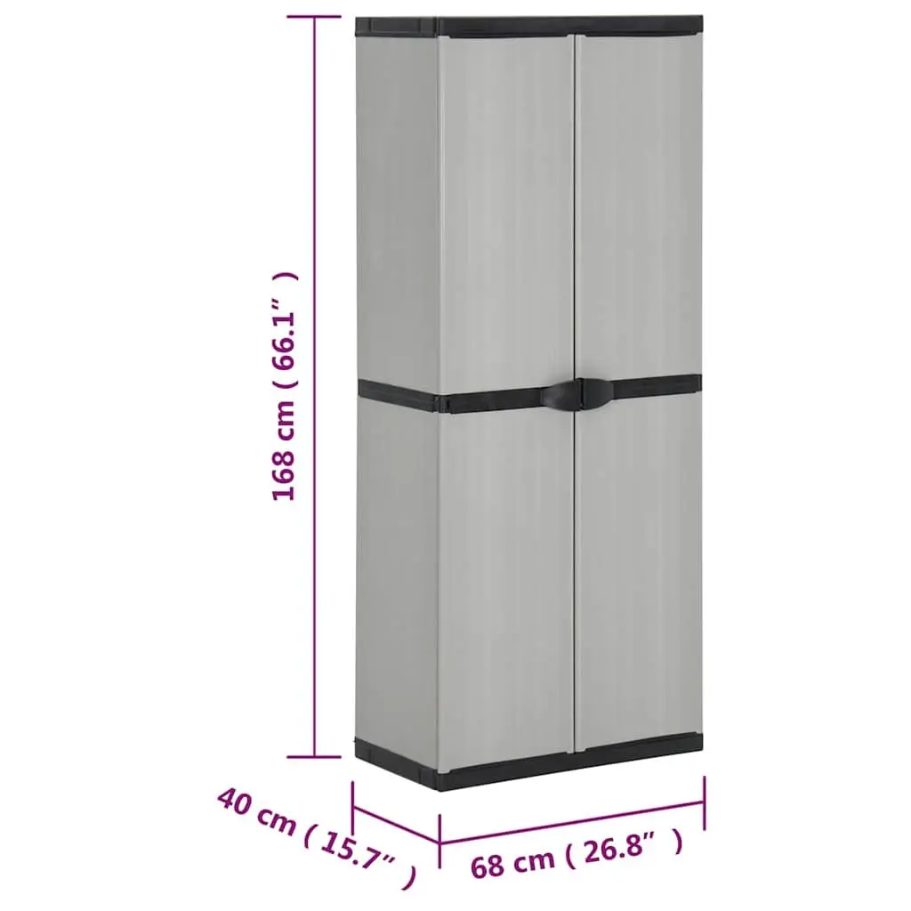 Garden Storage Cabinet 3 Shelf Outdoor Patio Balcony Organiser Grey Black