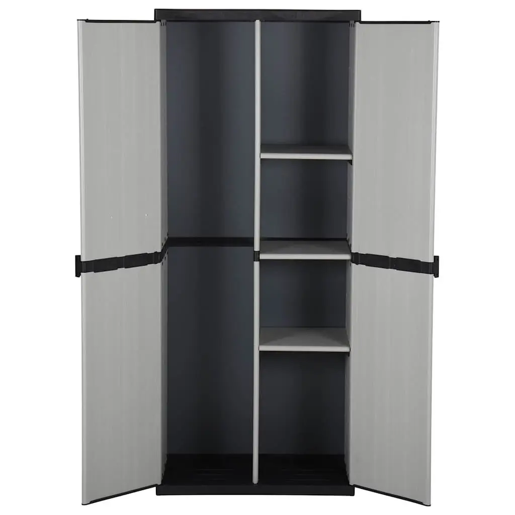 Garden Storage Cabinet Grey 3 Shelf Outdoor Patio Balcony Cupboard Locker Box