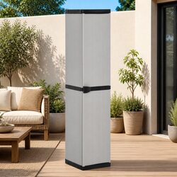 Garden Storage Cabinet 3 Shelves Grey Black Outdoor Patio Balcony Organiser