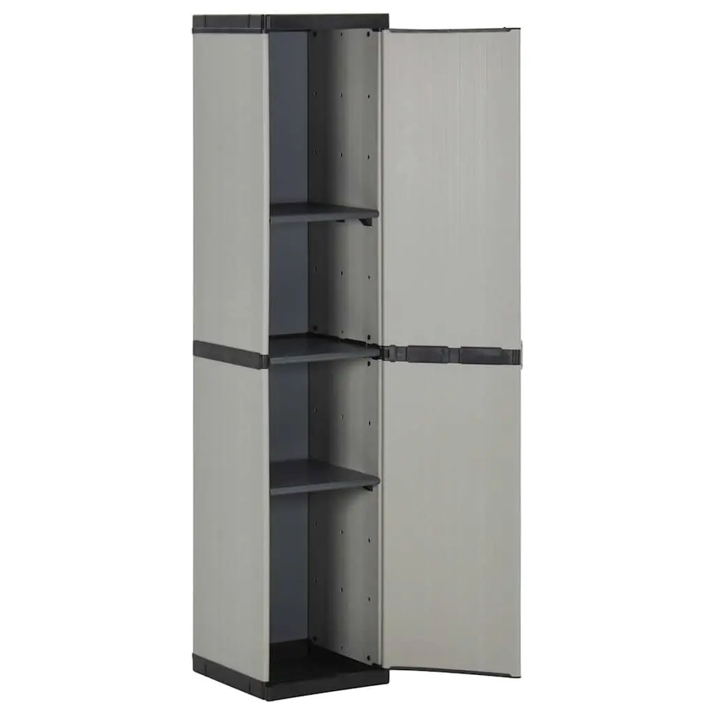 Garden Storage Cabinet 3 Shelves Grey Black Outdoor Patio Balcony Organiser