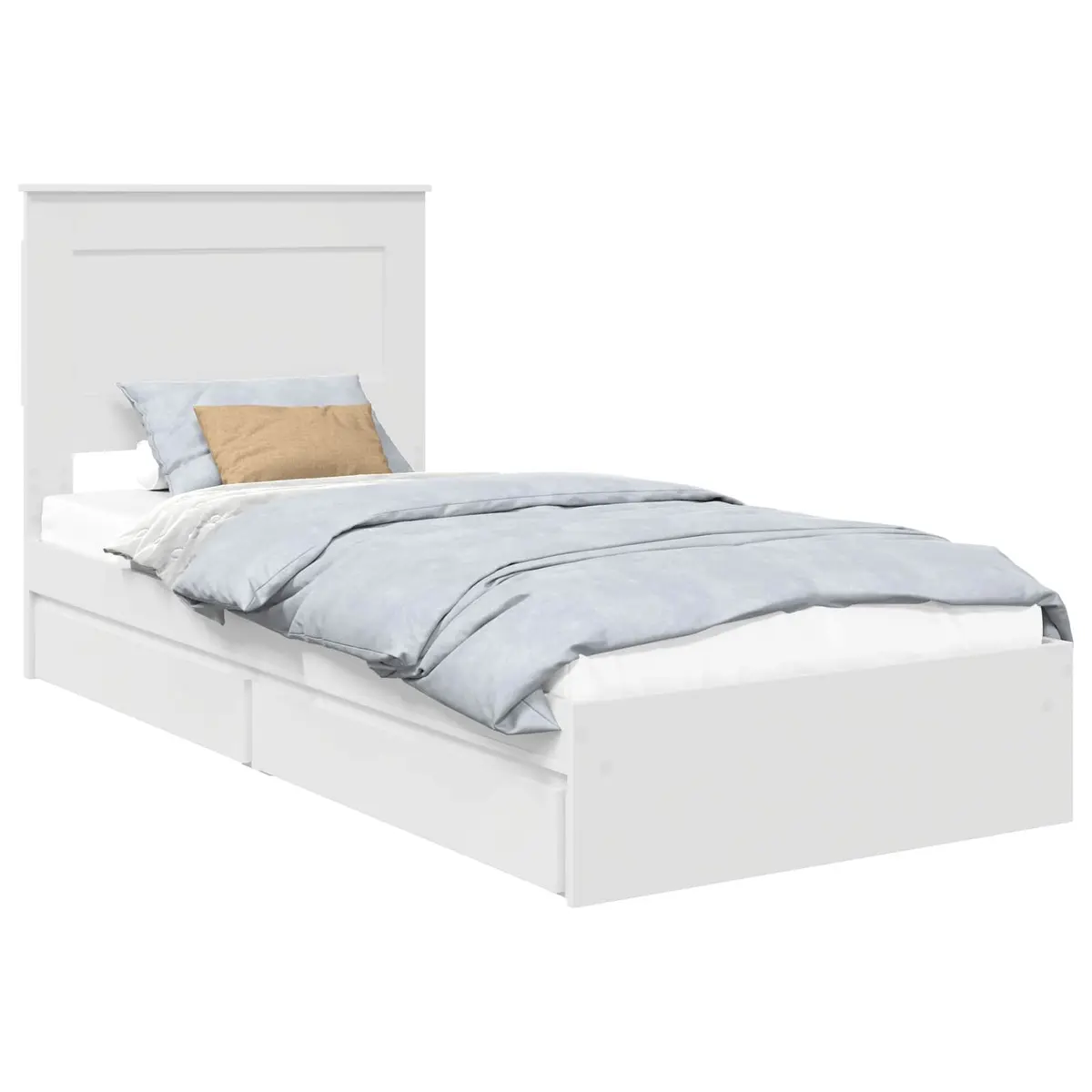 Storage Bed Frame with Drawer White 90 x 190 cm Engineered Wood Bedroom
