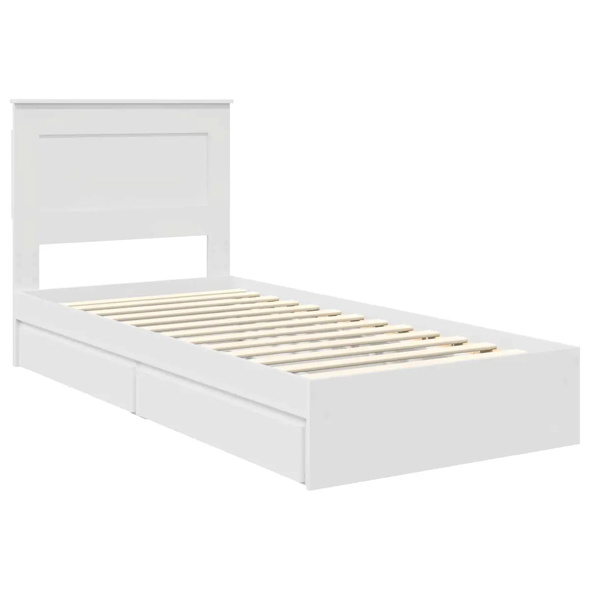 Storage Bed Frame with Drawer White 90 x 190 cm Engineered Wood Bedroom