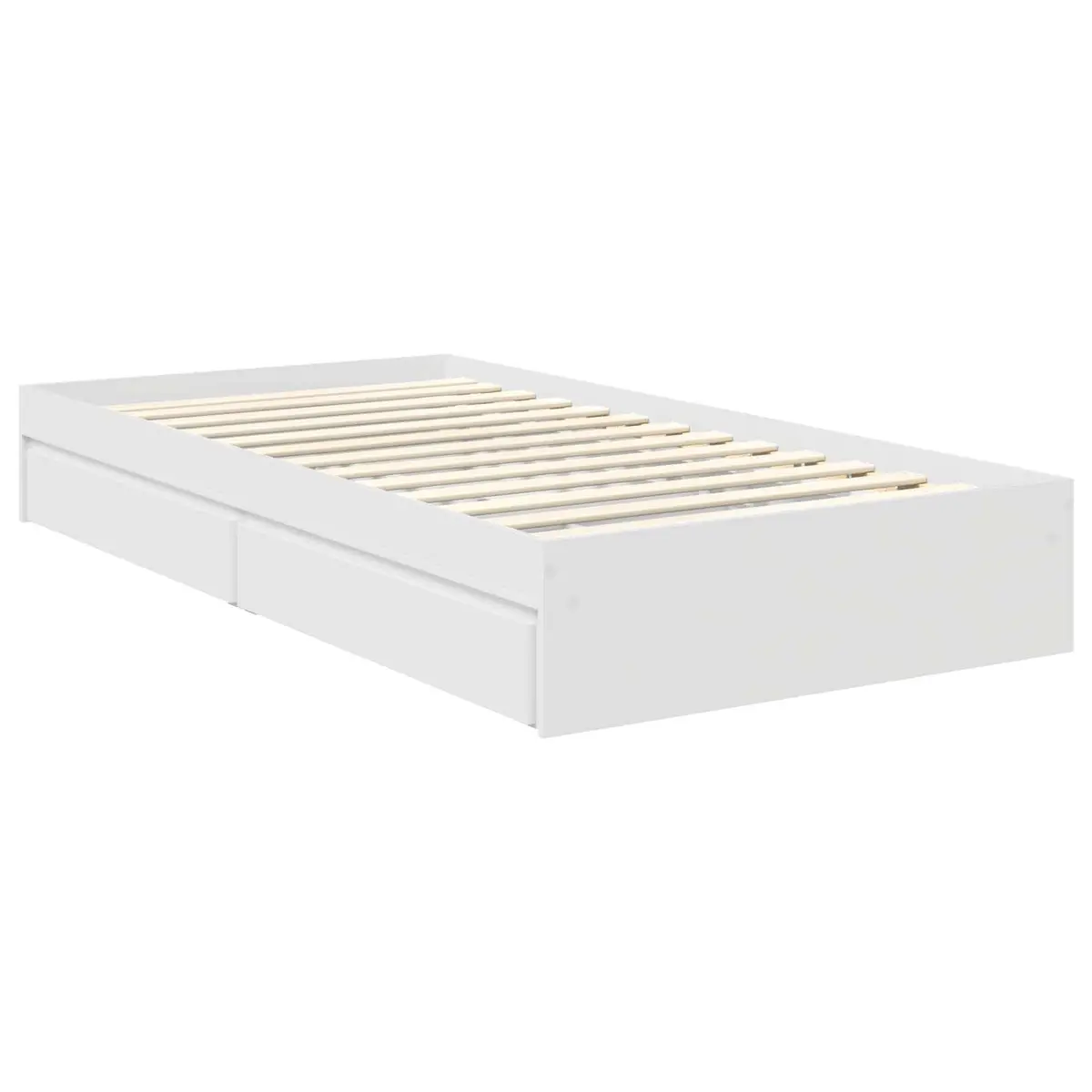 Storage Bed Frame with Drawer White 90 x 190 cm Engineered Wood Bedroom