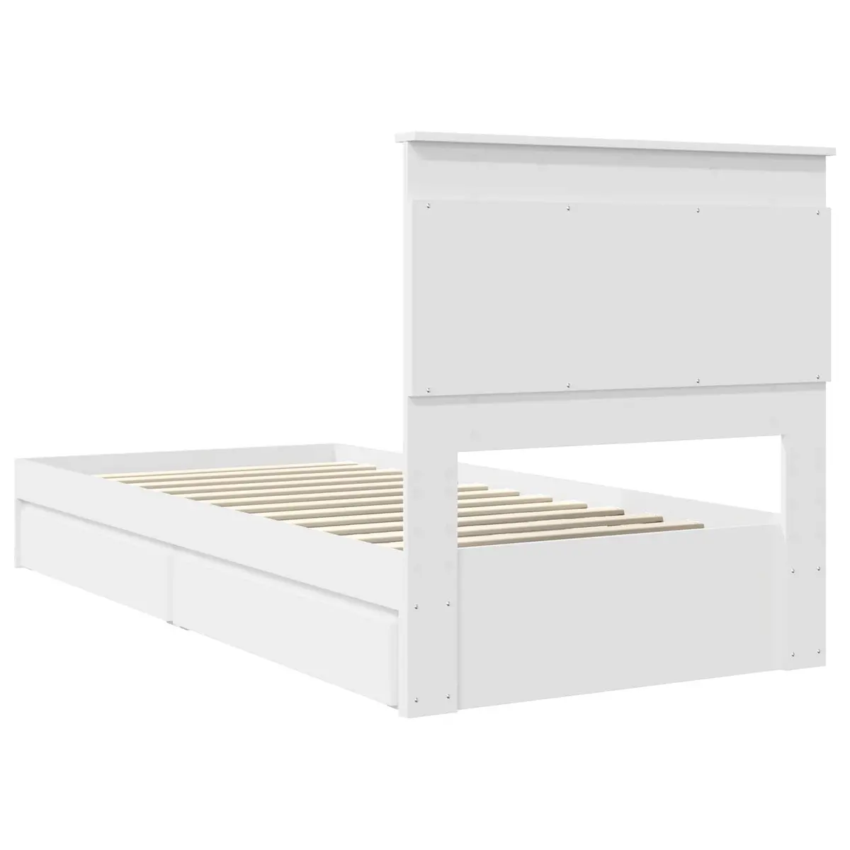 Storage Bed Frame with Drawer White 90 x 190 cm Engineered Wood Bedroom