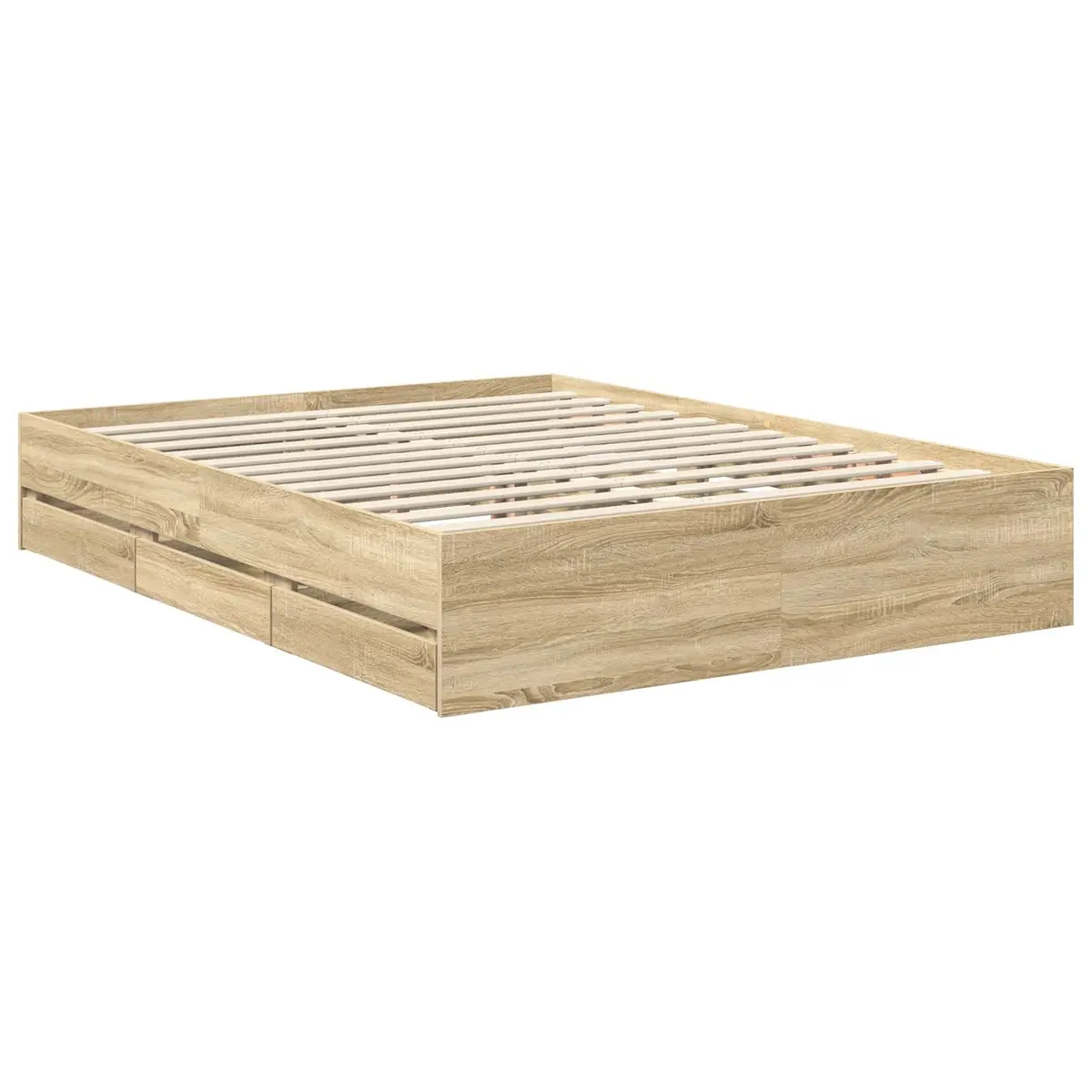 Bed Frame Sonoma Oak 150 x 200 cm Engineered Wood Drawer Storage