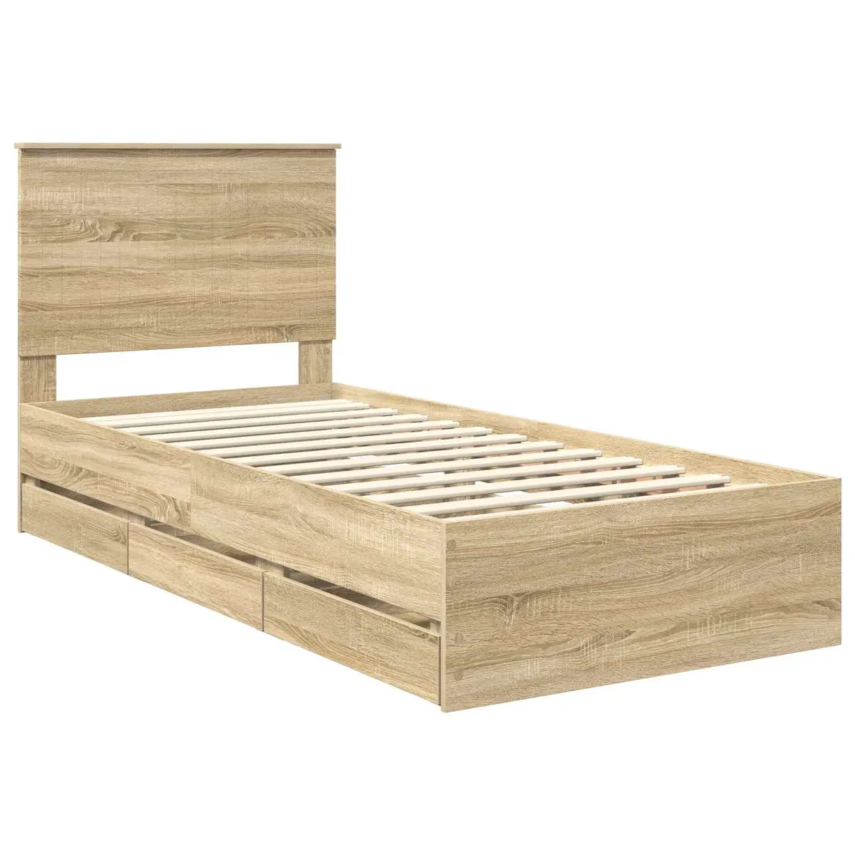 Bed Frame with Drawer Storage Sonoma Oak 90 x 190 cm Engineered Wood Modern
