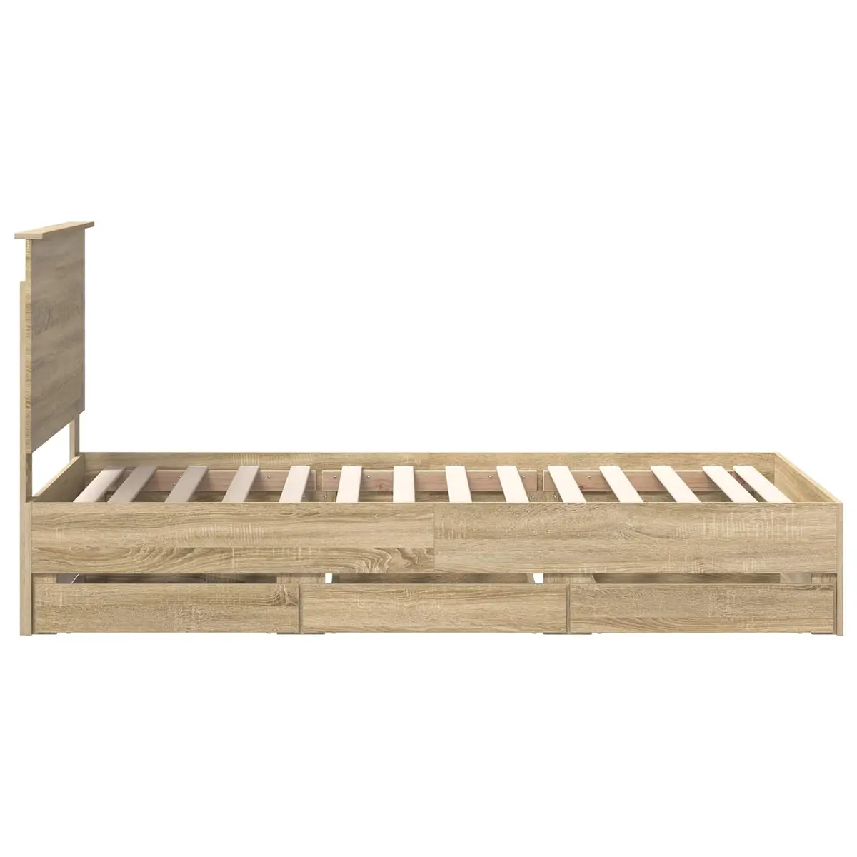 Bed Frame with Drawer Storage Sonoma Oak 90 x 190 cm Engineered Wood Modern