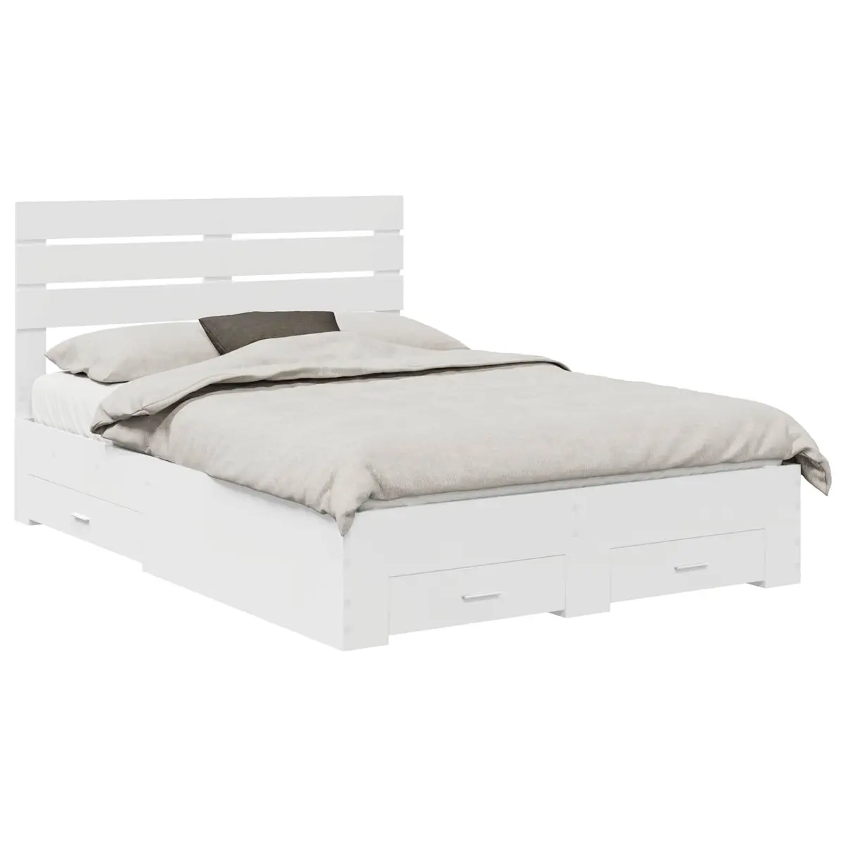 White Bed Frame with Storage Drawers