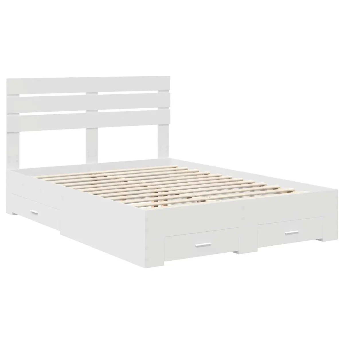 White Bed Frame with Storage Drawers