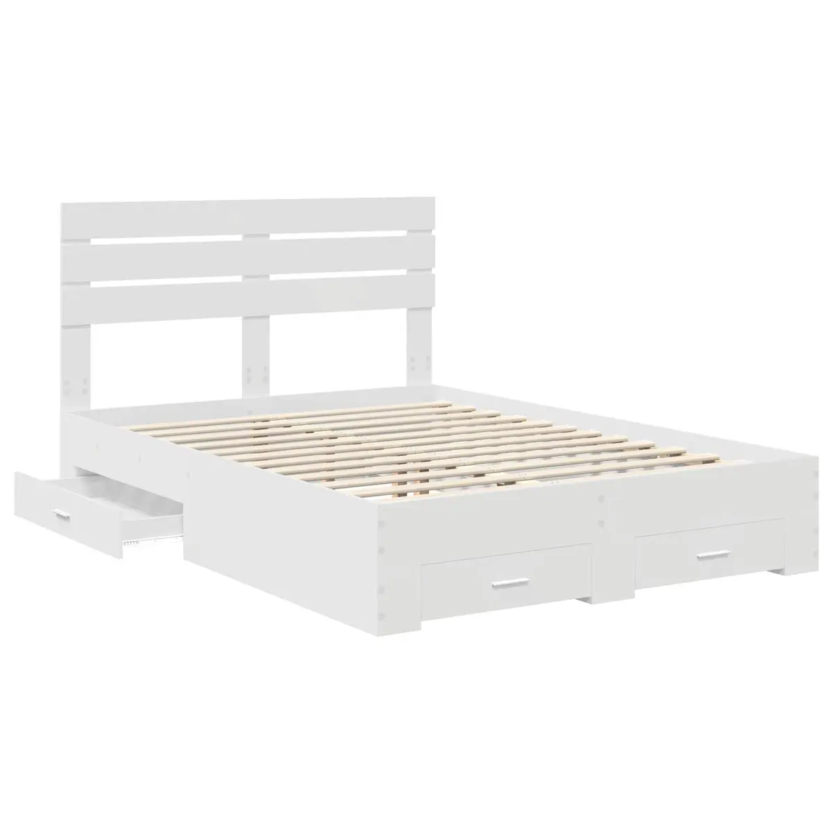 White Bed Frame with Storage Drawers