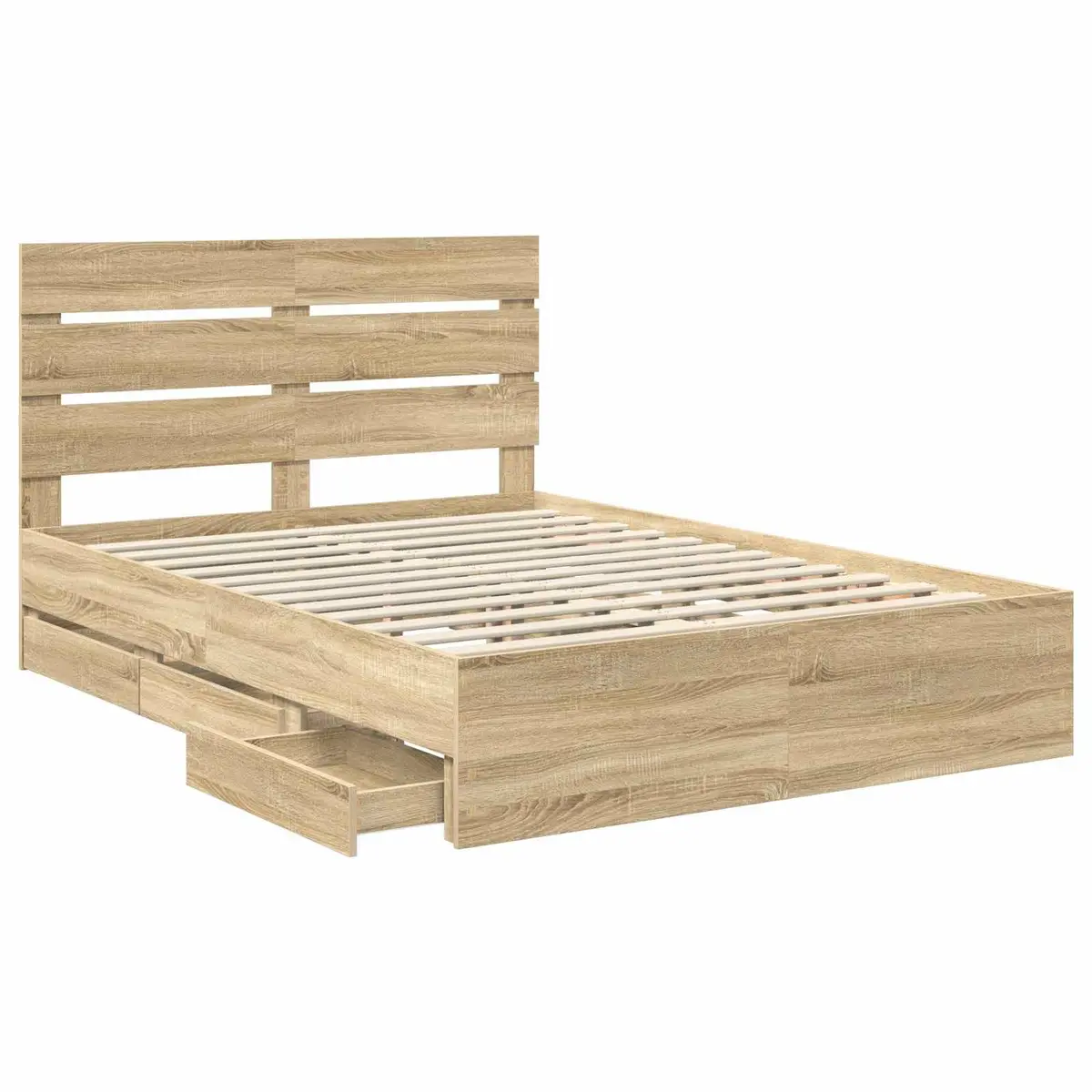 Bed Frame with Drawer Storage Sonoma Oak 150 x 200 cm Modern Bedroom Furniture