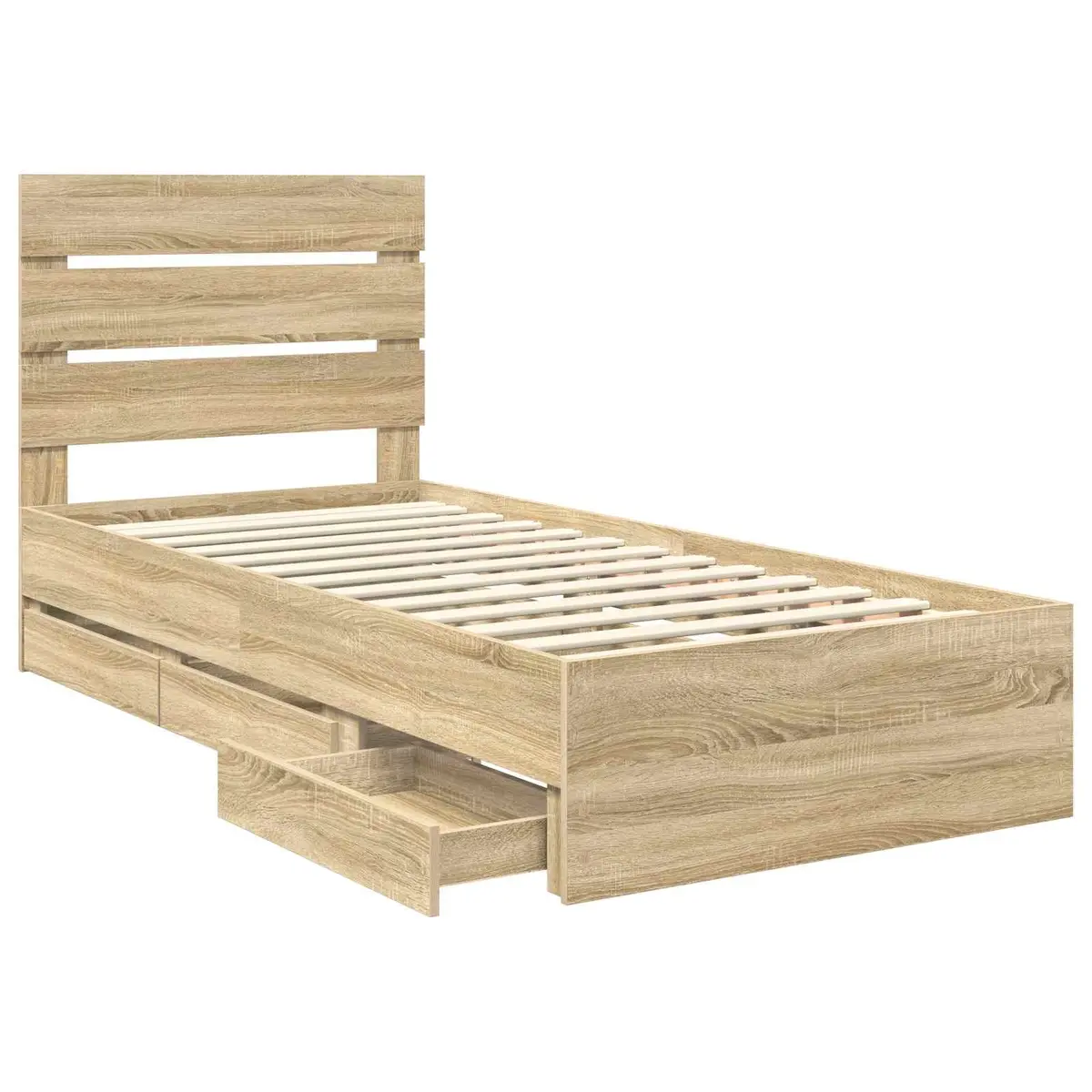 Bed Frame with Drawer Storage Sonoma Oak 90 x 190 cm Modern Bedroom Furniture