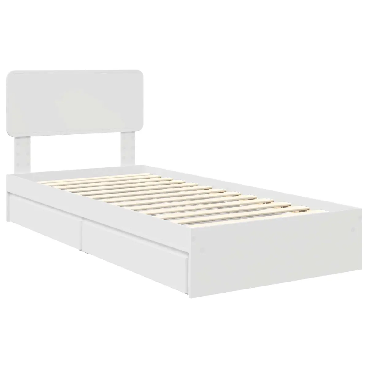 White Storage Bed Frame with Drawer 90 x 190 cm