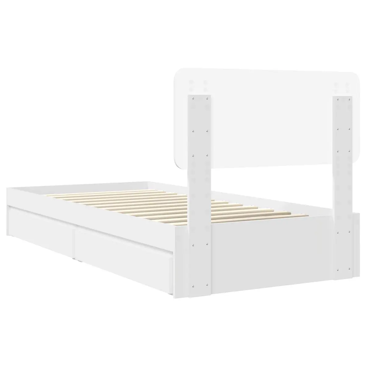 White Storage Bed Frame with Drawer 90 x 190 cm