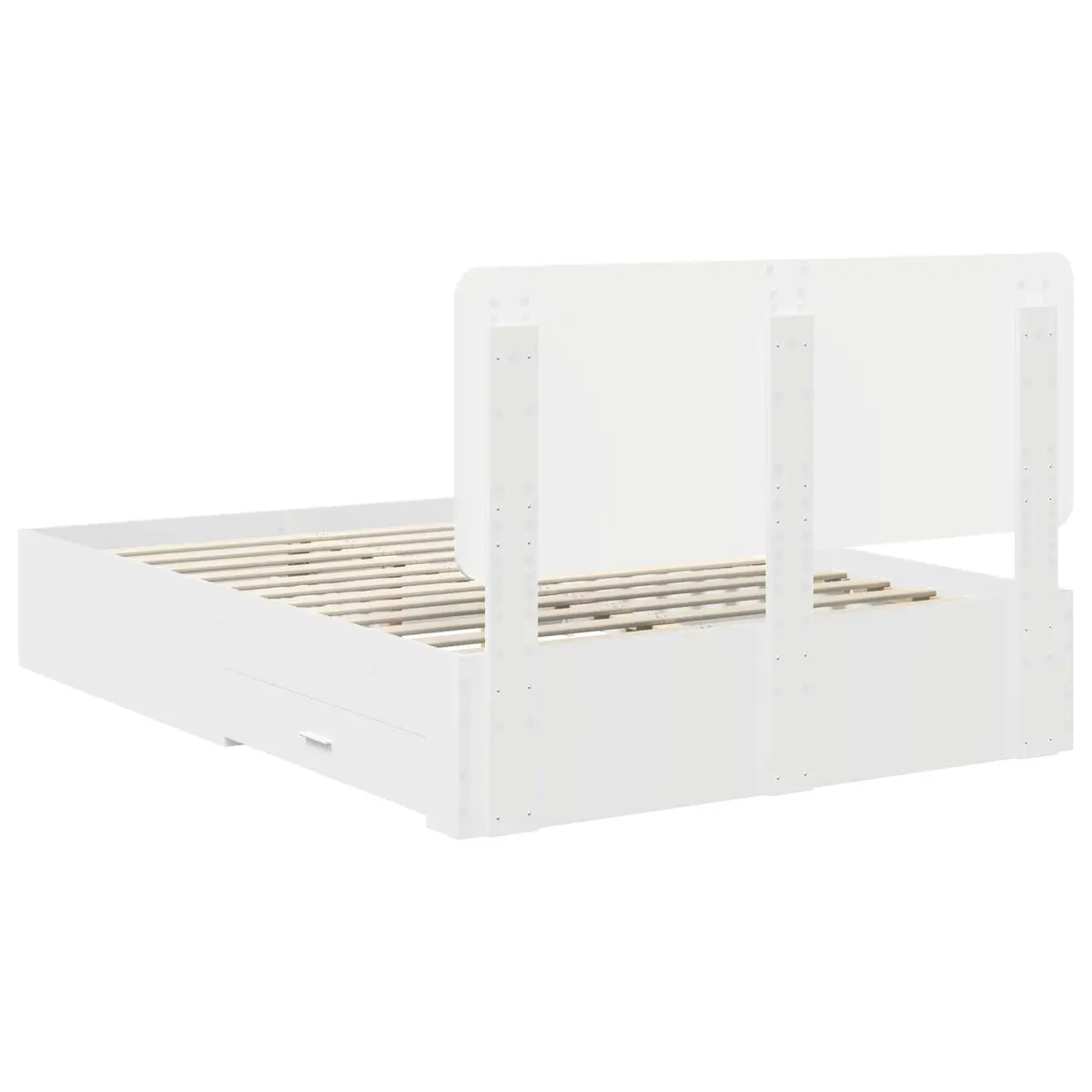 Bed Frame White 150 x 200 cm Engineered Wood Headboard with Storage Drawers