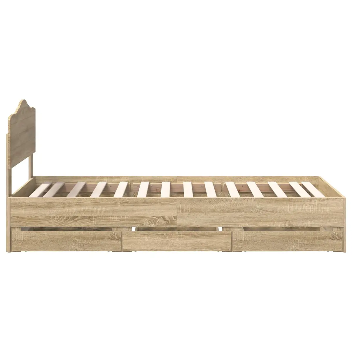 Bed Frame Sonoma Oak 90 x 190 cm Engineered Wood Modern with Storage Drawer