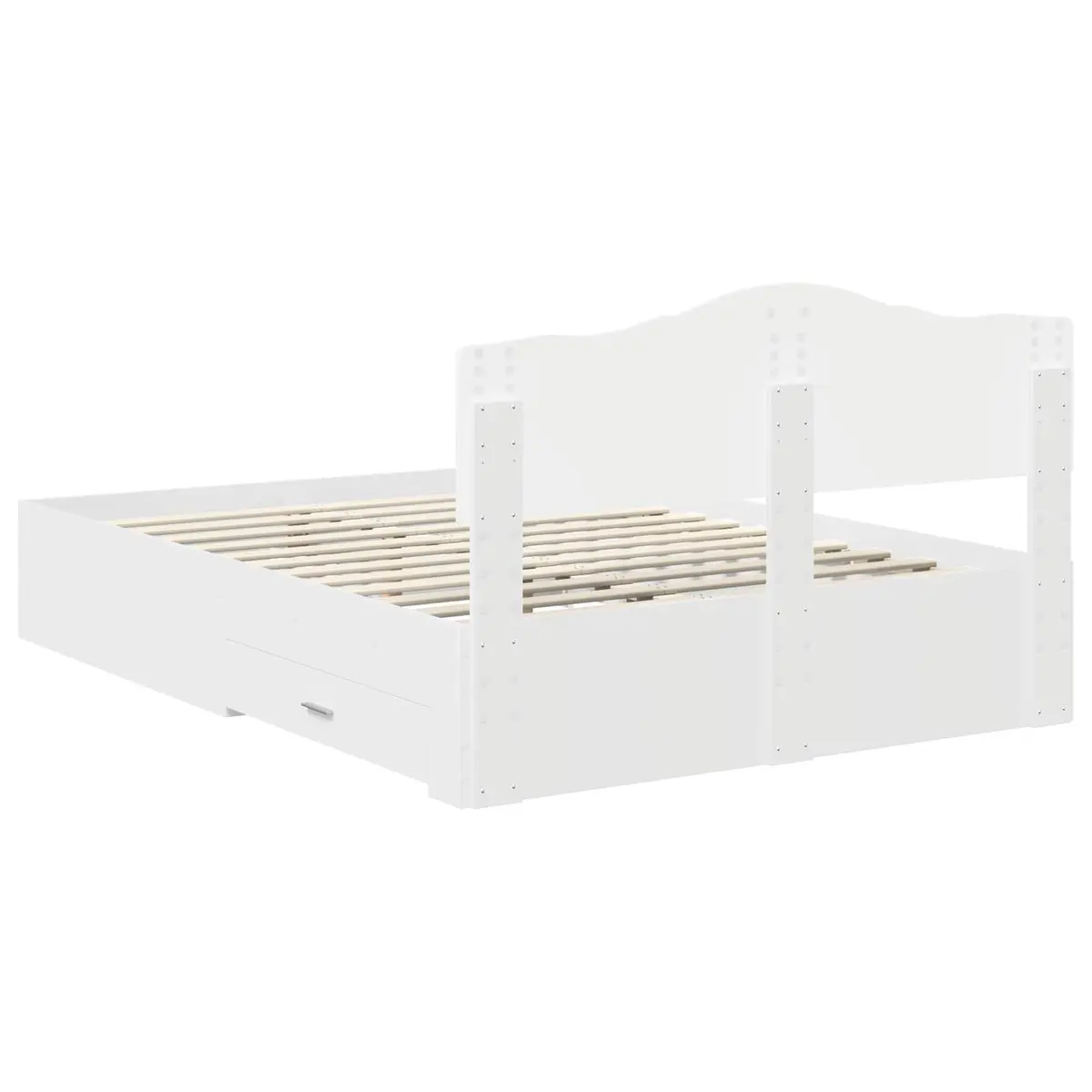 Bed Frame with Headboard and Storage Drawers White 150 x 200 cm Modern Design