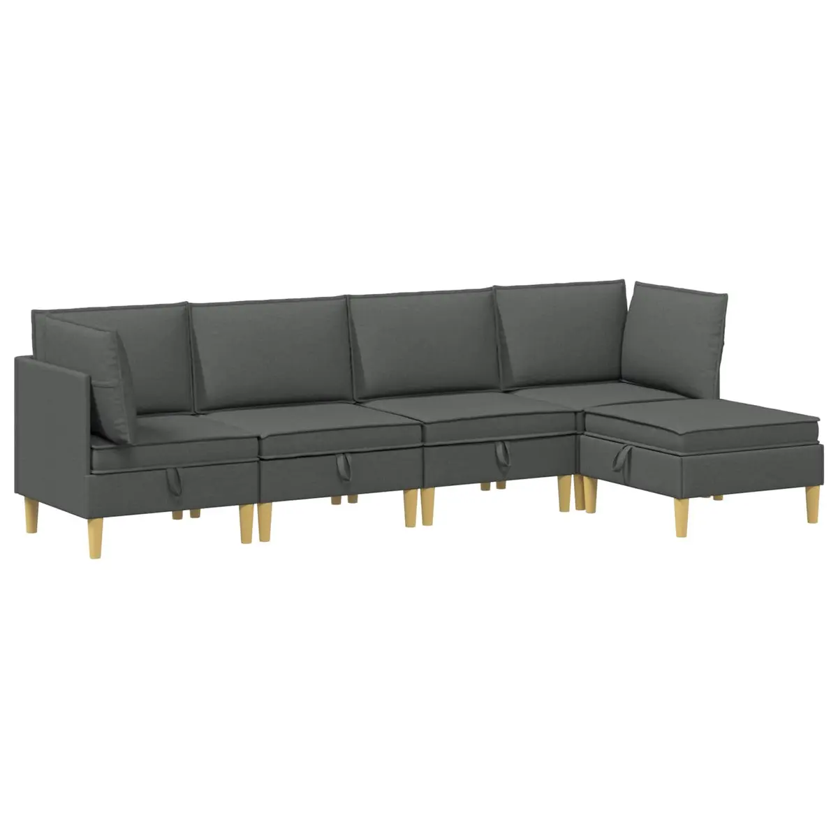 Modular Sofa Set 5 Pieces with Storage Grey Fabric Living Room Furniture