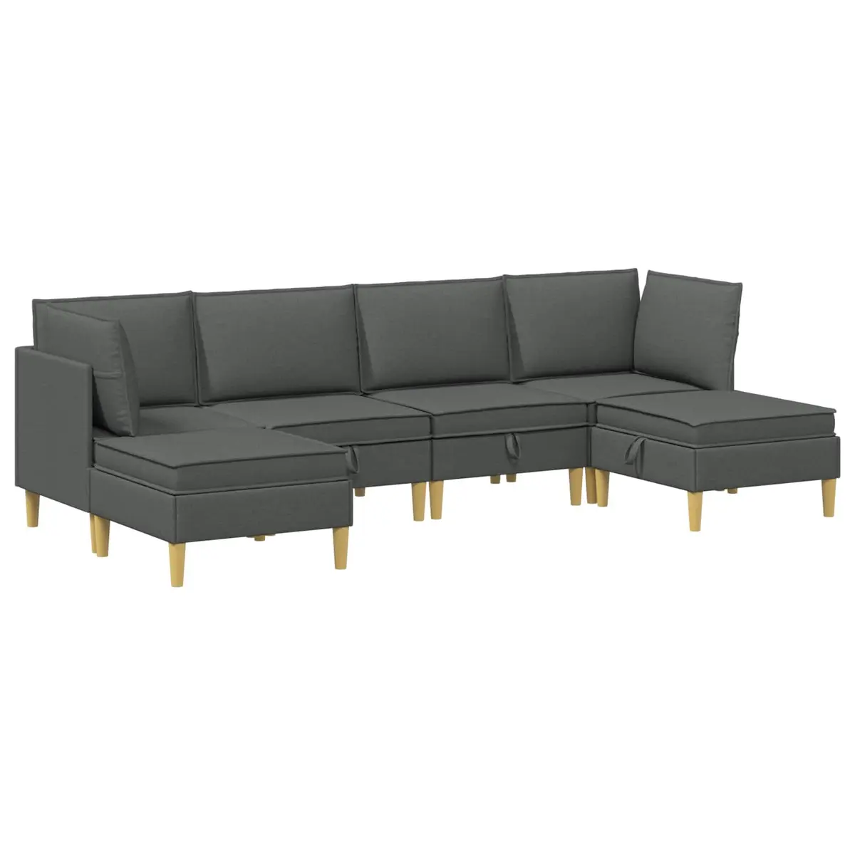 Modular Sofa Set Grey 6 Pieces with Storage Soft Cushions Flexible Arrangement