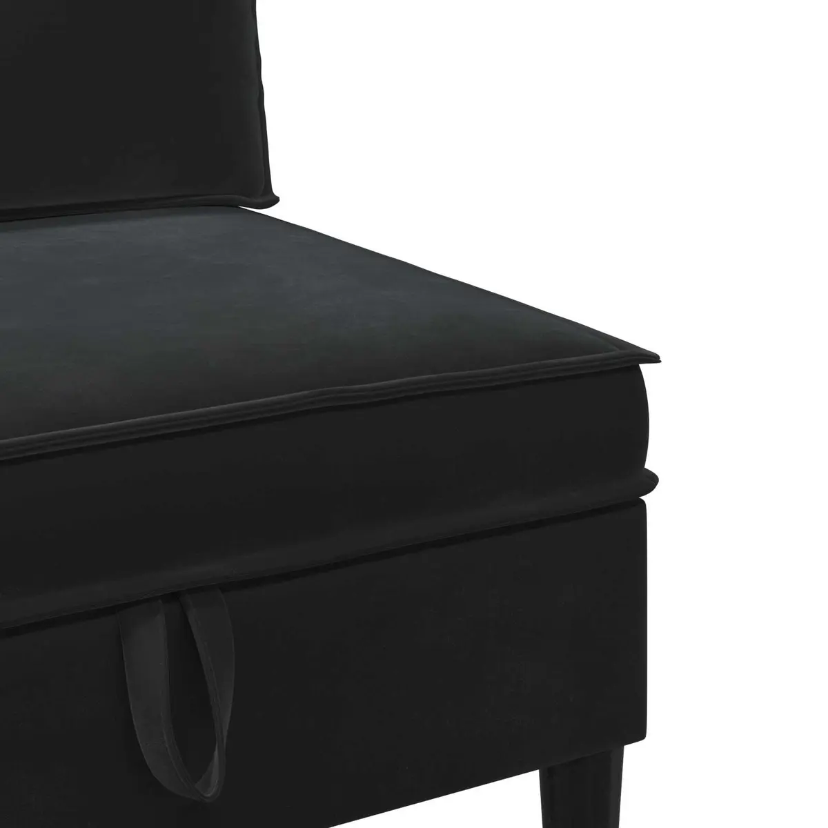 Living Room Furniture Set Black Velvet 4 Piece Cushioned Storage