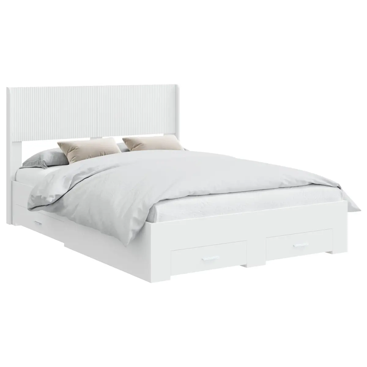 White Bed Frame 150x200cm with Storage Space