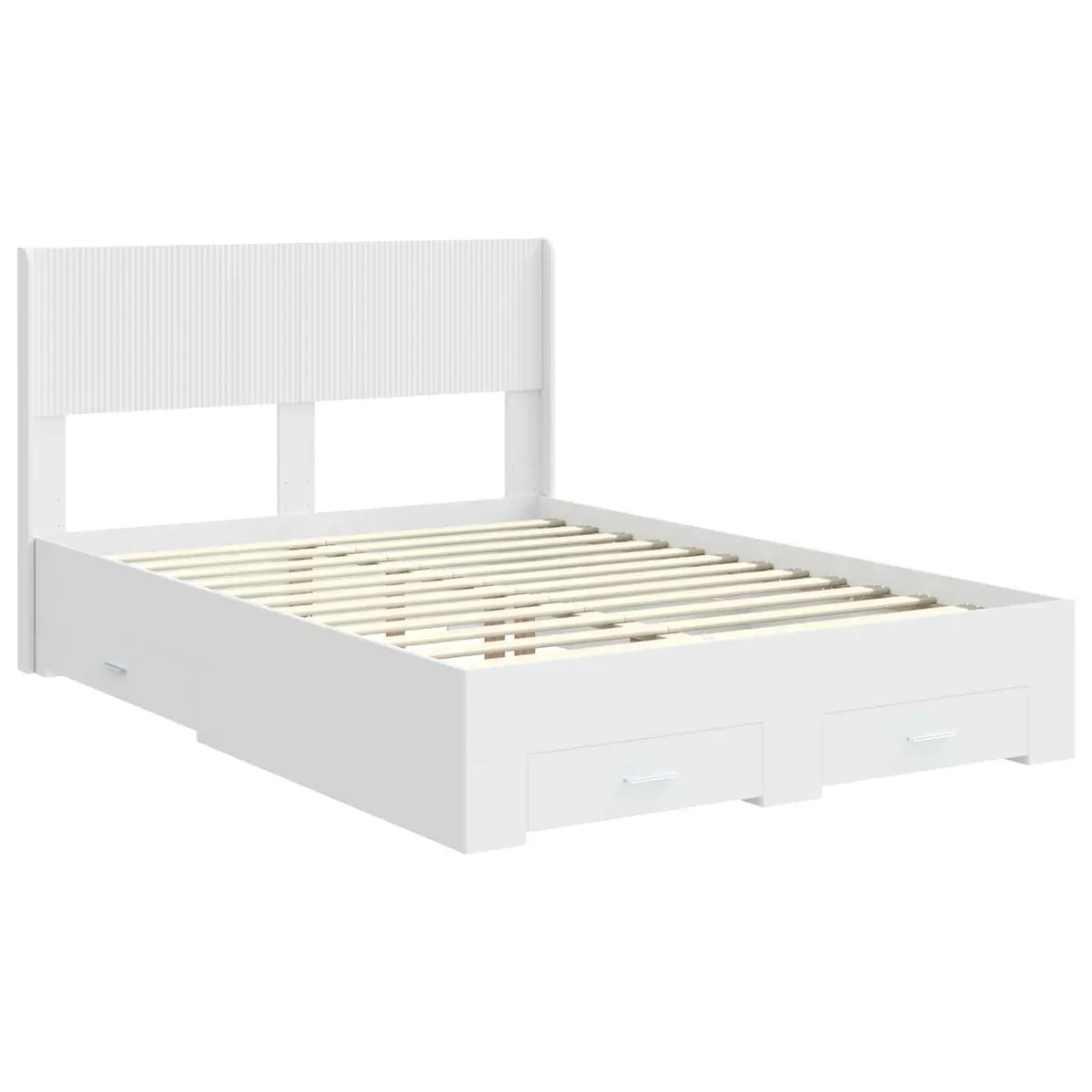 White Bed Frame 150x200cm with Storage Space