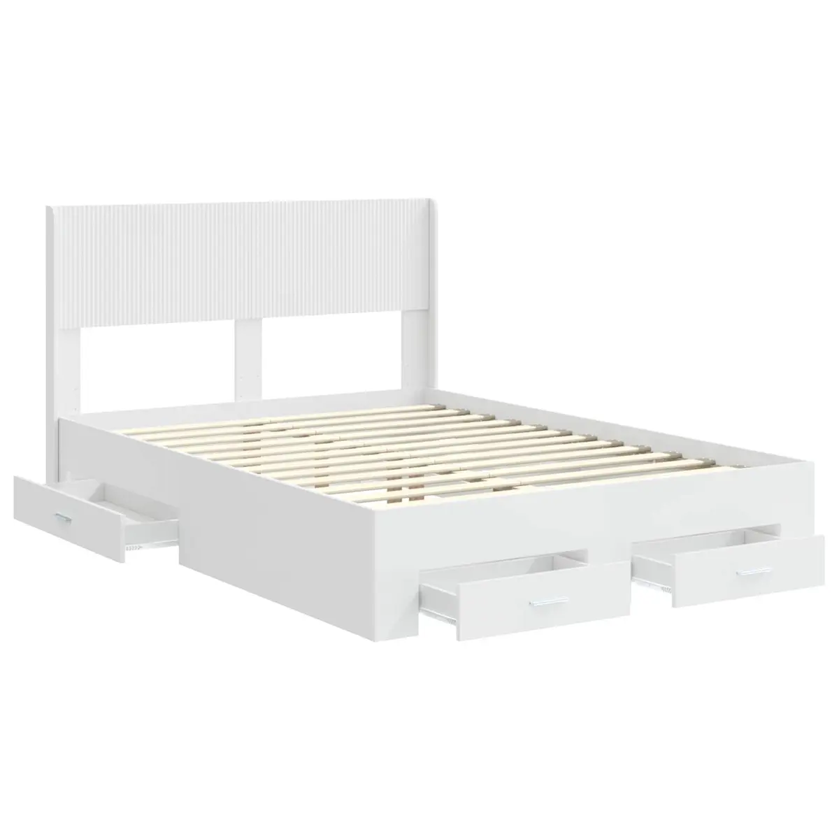 White Bed Frame 150x200cm with Storage Space