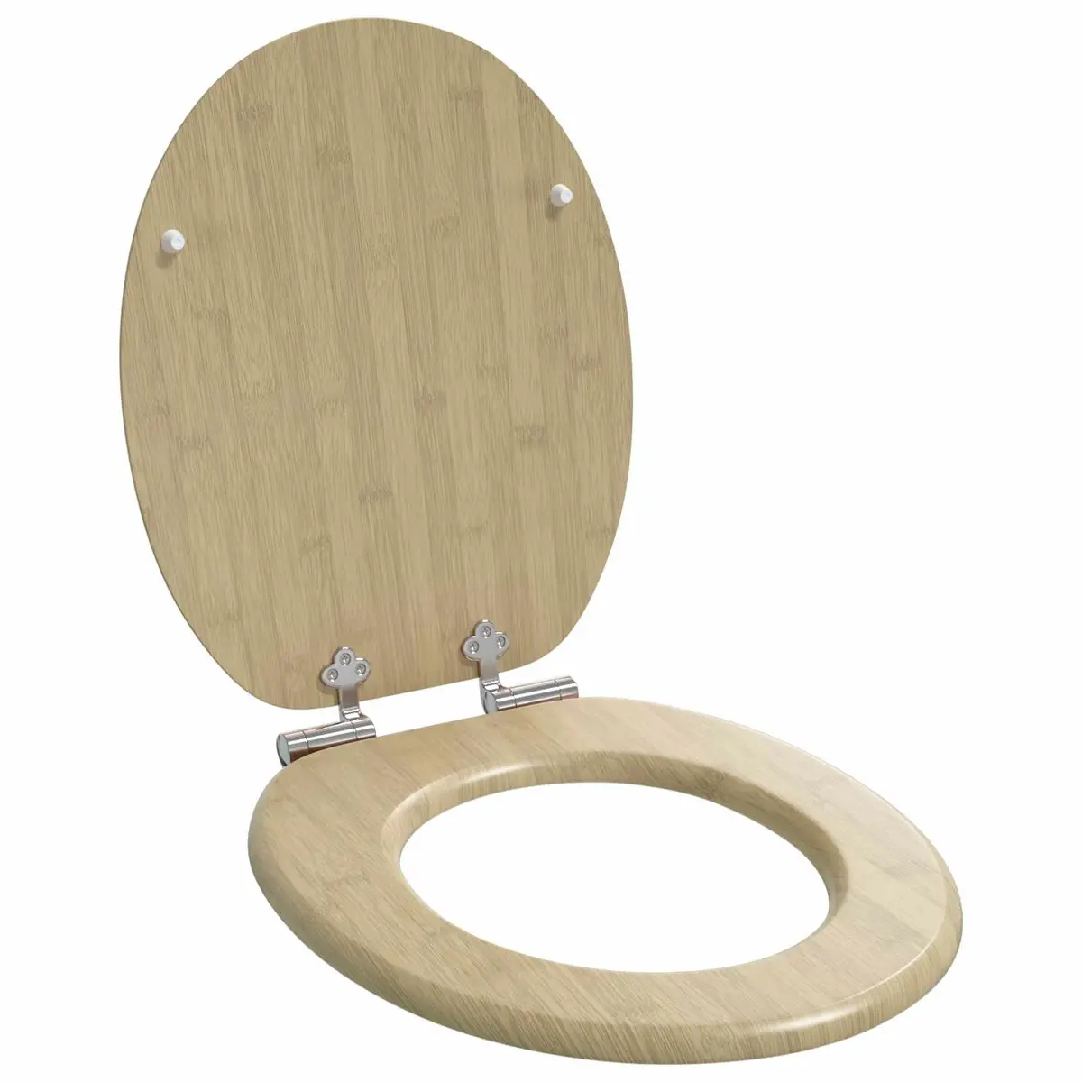 Toilet Seat Brown MDF 44 x 38 cm Soft-Close Non-slip Bumpers Standard