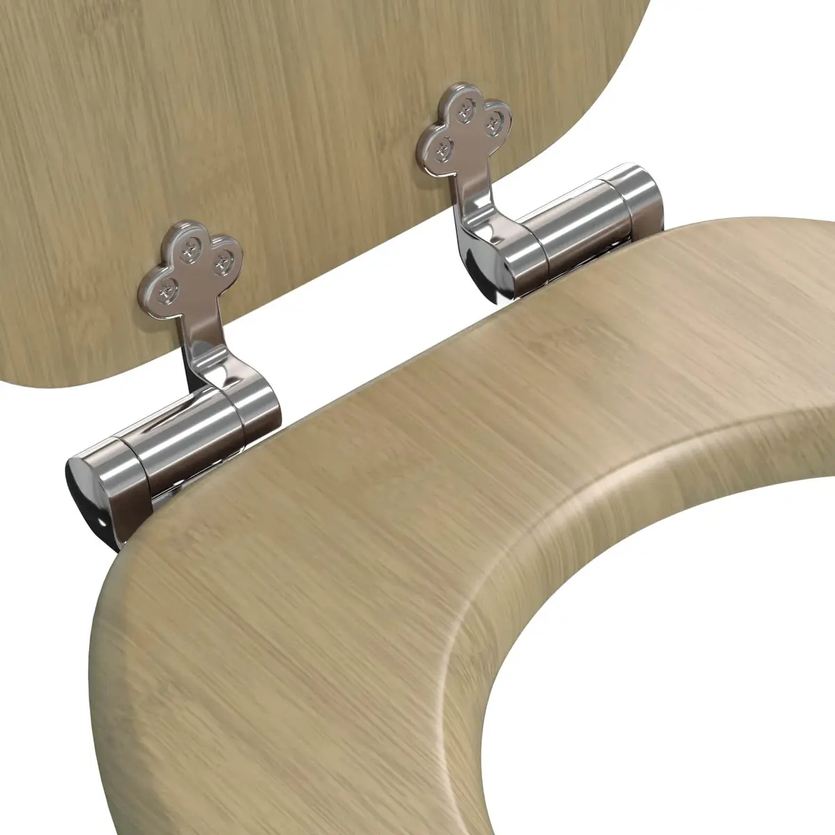 Toilet Seat Brown MDF 44 x 38 cm Soft-Close Non-slip Bumpers Standard