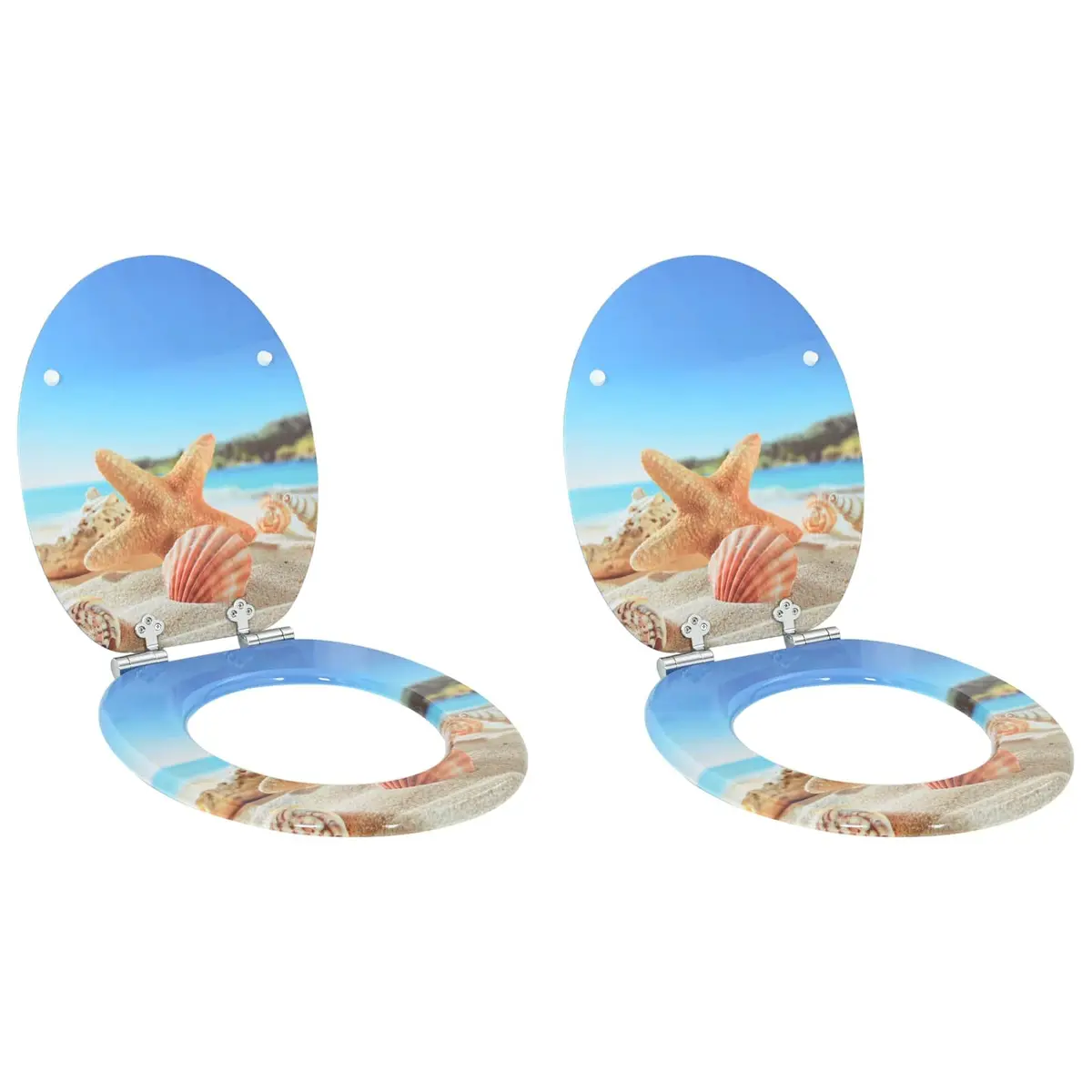Soft-Close Toilet Seat Blue 44 x 38 cm MDF Board Durable