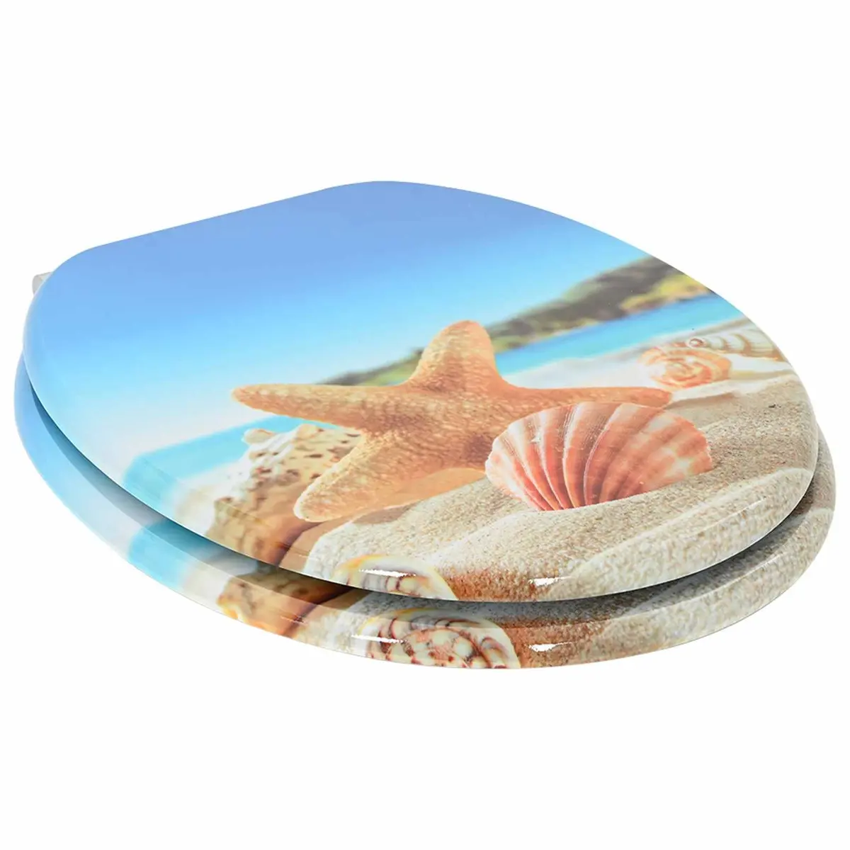 Soft-Close Toilet Seat Blue 44 x 38 cm MDF Board Durable